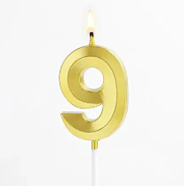 Golden number 9 candle